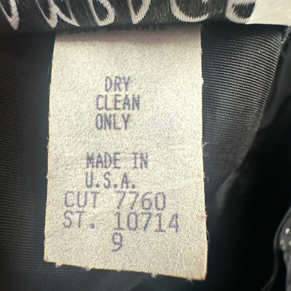 VTG 90s Black Mini Party Dress 9 Prom Puff Slv Tiered Witch Goth Grunge Punk Bow - Picture 11 of 16